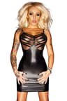Noir Handmade F078 – Wetlook-Kleid, mit Reißverschluss und Lack-Einsatz
