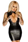 Noir Handmade F127 - Minikleid aus Wetlook mit Kunstleder-Kragen