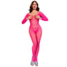 Chilirose – Netz-Body mit langen Ärmeln in Neonpink
