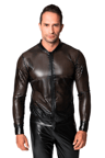 Noir Handmade Men Chaos – Perforierte Powerwetlook-Bomberjacke, schwarz
