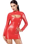 Noir Handmade F367 Bombshell Bodycon Minikleid mit Stehkragen in Rot
