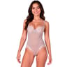 Passion Zovel – transparenter Netz-Body mit Spitze, Hellgrau